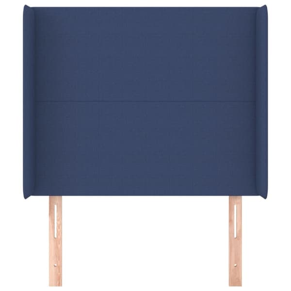 sengegavl med kanter 83x16x118/128 cm stof blå