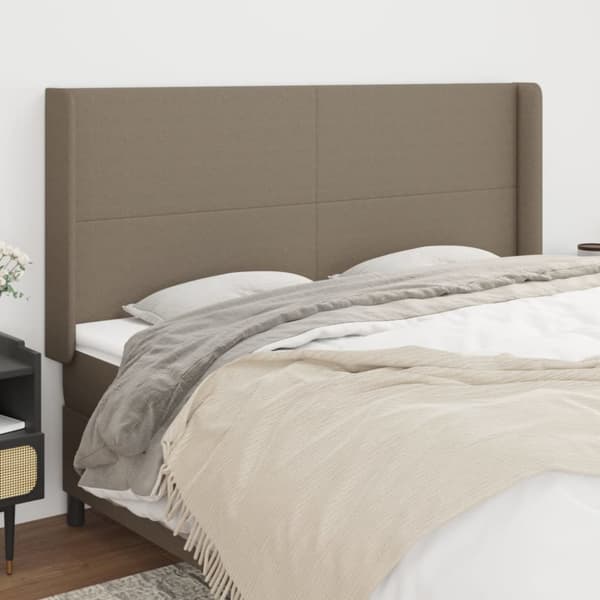 sengegavl med kanter 203x16x118/128 cm stof gråbrun