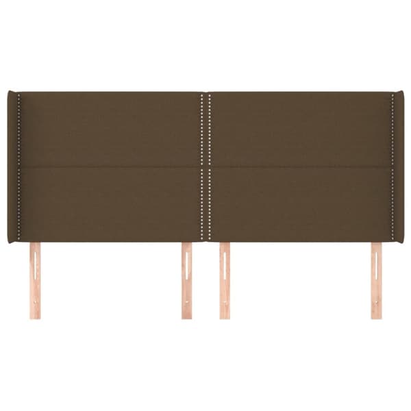 sengegavl med kanter 183x16x118/128 cm stof mørkebrun