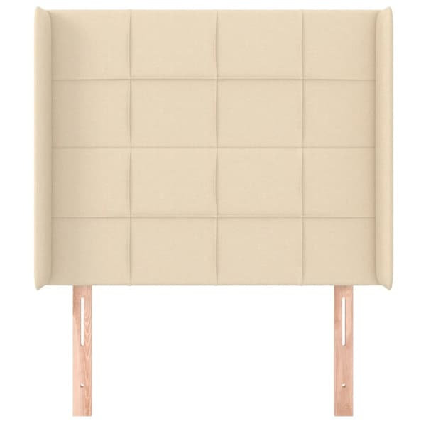 sengegavl med kanter 93x16x118/128 cm stof cremefarvet