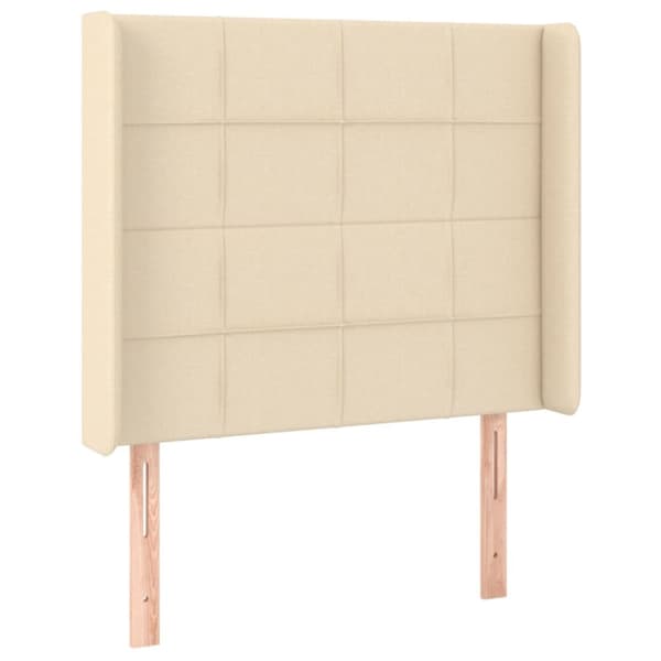 sengegavl med kanter 93x16x118/128 cm stof cremefarvet