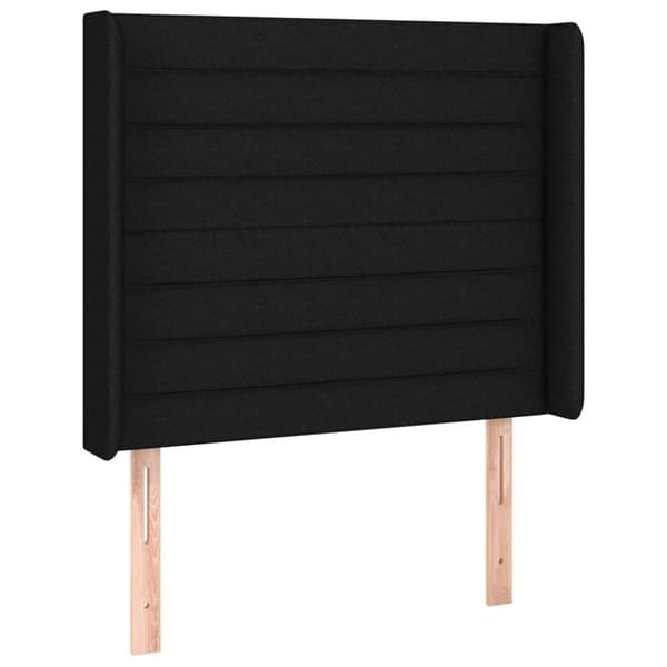 sengegavl med kanter 83x16x118/128 cm stof sort