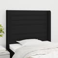Miniatyrbillede 1 af 9: sengegavl med kanter 83x16x118/128 cm stof sort