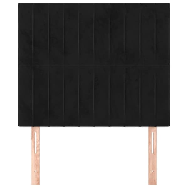 Sängyn päädyt, 2 kpl, musta, 90x5x78/88 cm, sametti