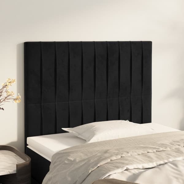 Sängyn päädyt, 2 kpl, musta, 90x5x78/88 cm, sametti