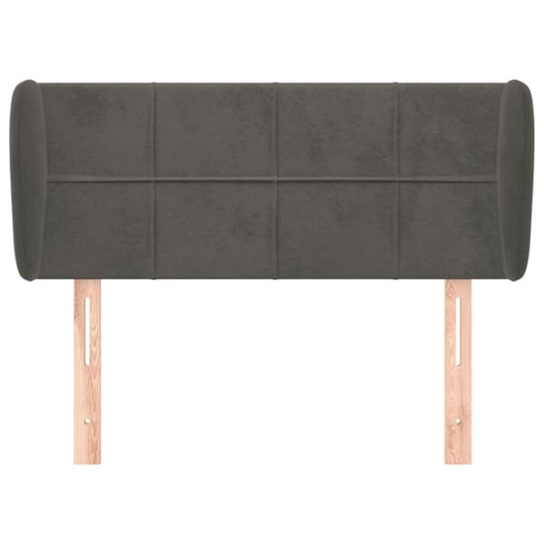 sengegavl med kanter 93x23x78/88 cm fløjl mørkegrå