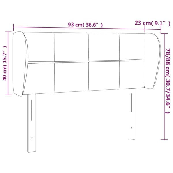 sengegavl med kanter 93x23x78/88 cm fløjl mørkegrå