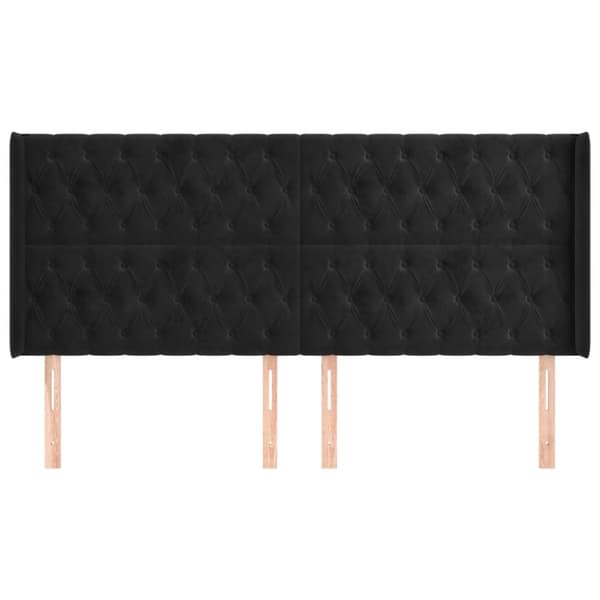 sengegavl med kanter 183x16x118/128 cm fløjl sort