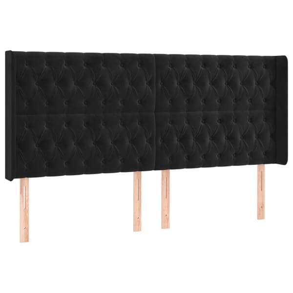 sengegavl med kanter 183x16x118/128 cm fløjl sort