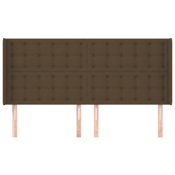 sengegavl med kanter 163x16x118/128 cm stof mørkebrun