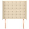 Miniatyrbillede 3 af 9: sengegavl med kanter 103x16x118/128 cm stof cremefarvet
