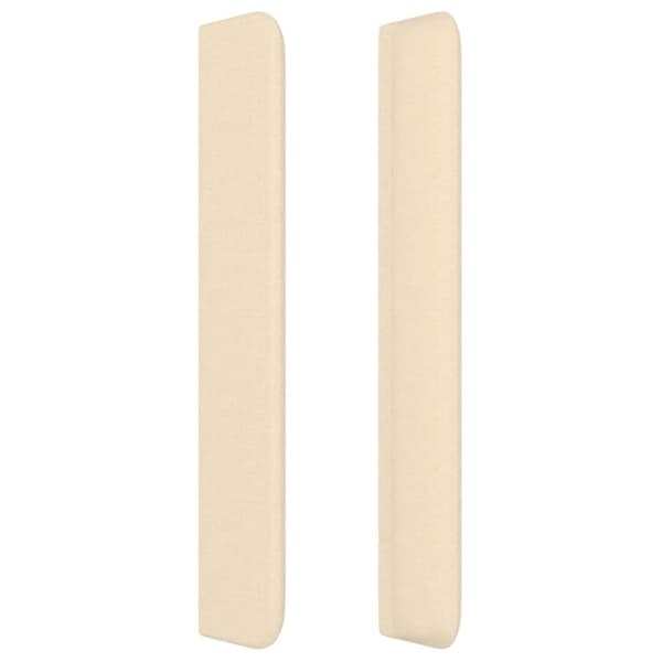 sengegavl med kanter 103x16x118/128 cm stof cremefarvet