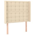 Miniatyrbillede 2 af 9: sengegavl med kanter 103x16x118/128 cm stof cremefarvet