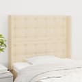 Miniatyrbillede 1 af 9: sengegavl med kanter 103x16x118/128 cm stof cremefarvet