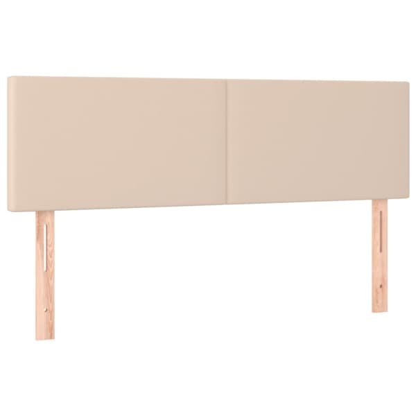 sengegavl med LED-lys 144x5x78/88cm kunstlæder cappuccinofarvet