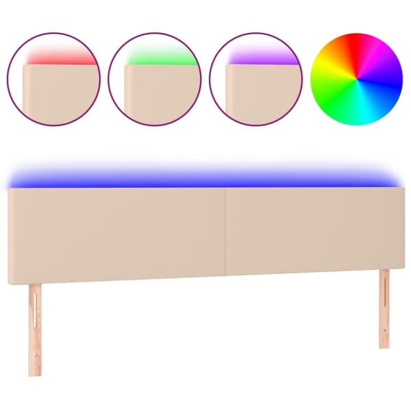 Sängyn pääty LED-valolla, cappuccino, 160x5x78/88 cm, ekonahka