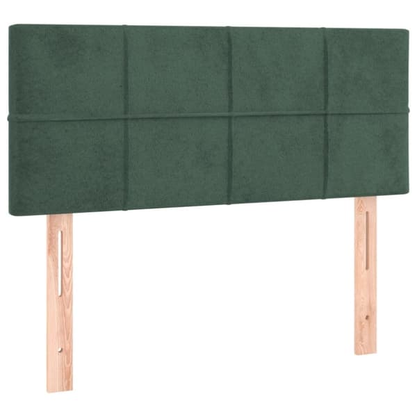 sengegavl med LED-lys 90x5x78/88 cm fløjl mørkegrøn
