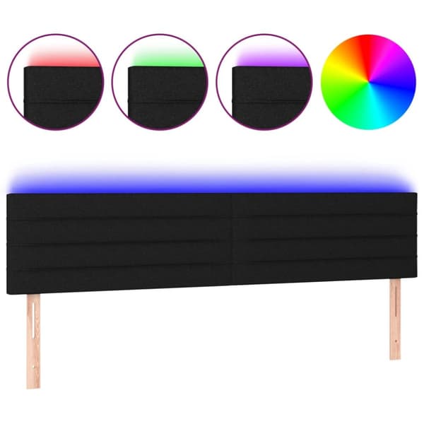 sengegavl med LED-lys 180x5x78/88 cm stof sort