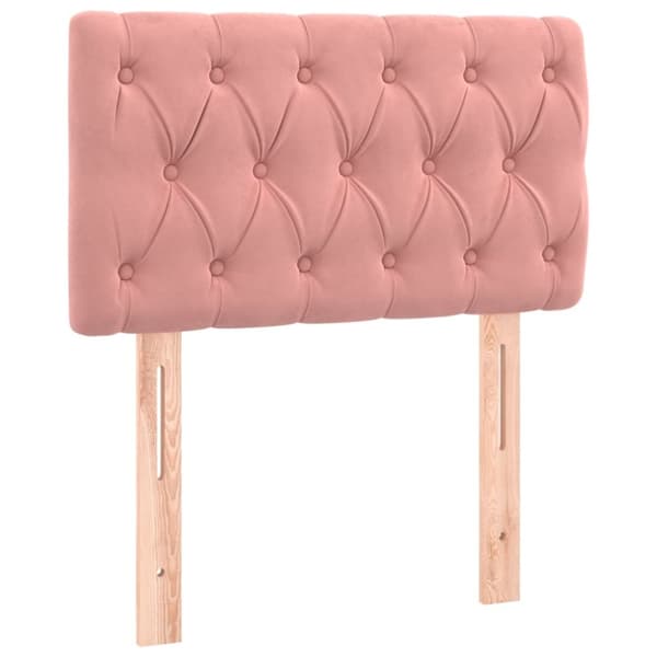 sengegavl med LED-lys 80x7x78/88 cm velour lyserød
