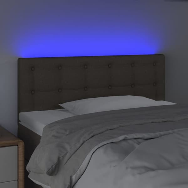 sengegavl med LED-lys 90x5x78/88 cm stof gråbrun