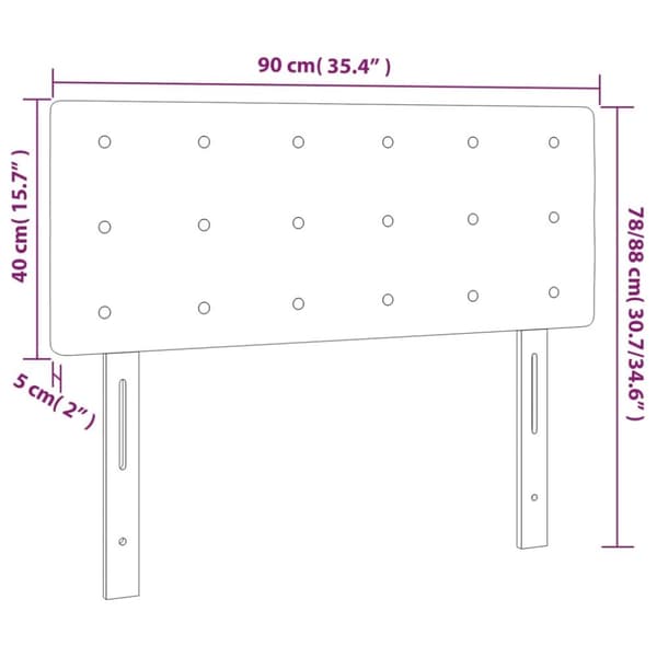 sengegavl med LED-lys 90x5x78/88 cm stof gråbrun