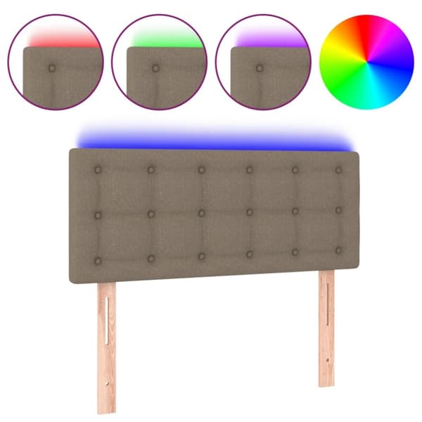 sengegavl med LED-lys 90x5x78/88 cm stof gråbrun
