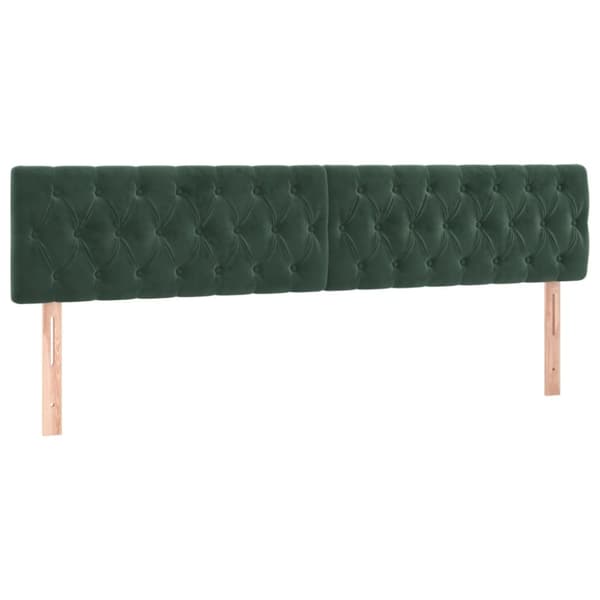 sengegavl med LED-lys 180x7x78/88 cm velour mørkegrøn