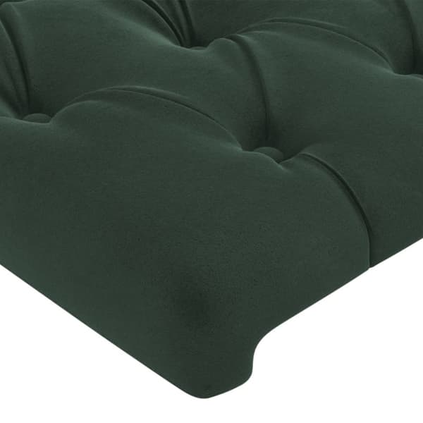 sengegavl med LED-lys 180x7x78/88 cm velour mørkegrøn