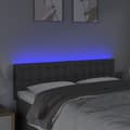 Miniatyrbillede 3 af 6: sengegavl med LED-lys 144x5x78/88 cm stof mørkegrå