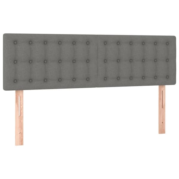 sengegavl med LED-lys 144x5x78/88 cm stof mørkegrå