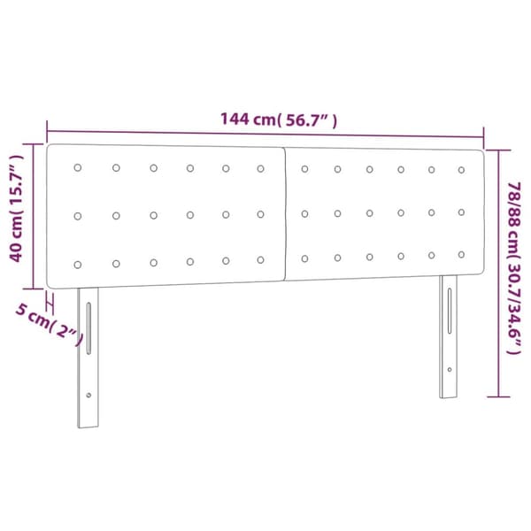 sengegavl med LED-lys 144x5x78/88 cm stof mørkegrå