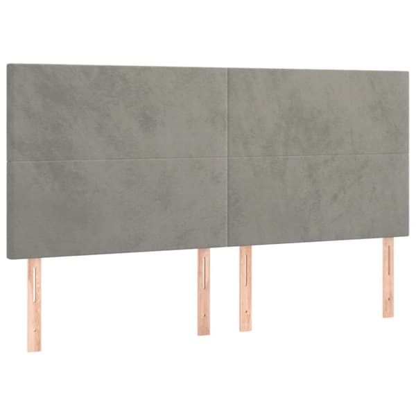 sengegavl med LED-lys 180x5x118/128 cm fløjl lysegrå
