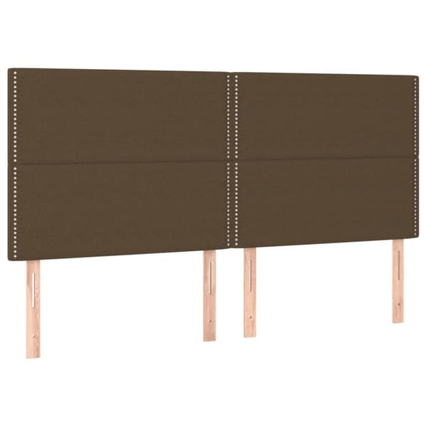 sengegavl med LED-lys 180x5x118/128 cm stof mørkebrun