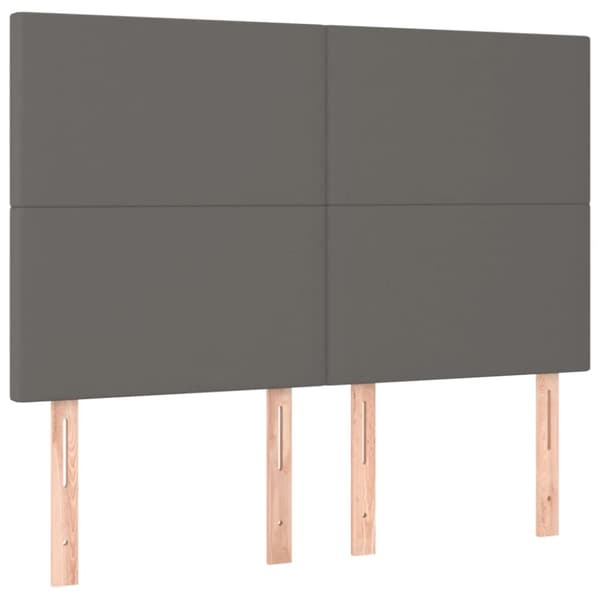 sengegavl med LED-lys 144x5x118/128 cm kunstlæder grå