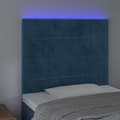 Miniatyrbillede 3 af 6: sengegavl med LED-lys 80x5x118/128 cm fløjl mørkeblå