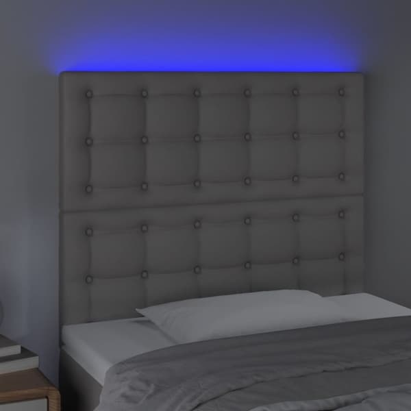 sengegavl med LED-lys 80x5x118/128 cm kunstlæder grå