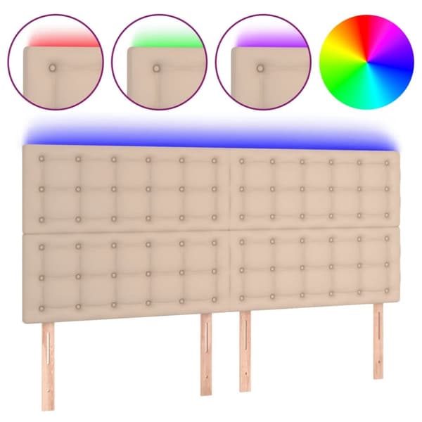 Sänggavel LED cappuccino 200x5x118/128 cm konstläder