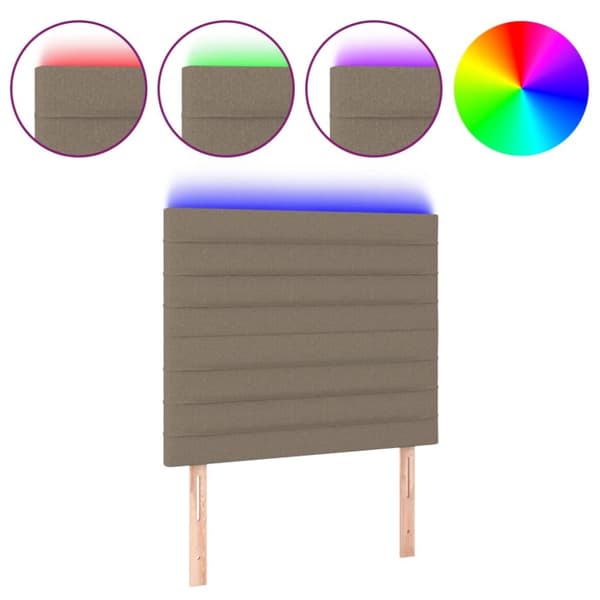 Sängyn pääty LED-valolla, taupe, 80x5x118/128 cm, kangas