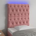 Pikkukuva 1 / 6: Sängyn pääty LED-valolla, pinkki, 80x7x118/128 cm, sametti