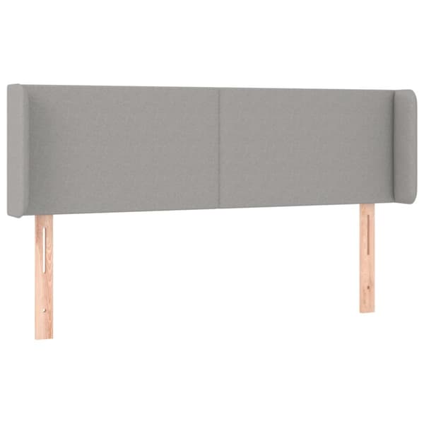 sengegavl med LED-lys 147x16x78/88 cm stof lysegrå