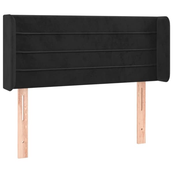 sengegavl med LED-lys 83x16x78/88 cm fløjl sort