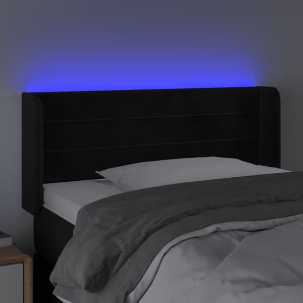 sengegavl med LED-lys 83x16x78/88 cm fløjl sort