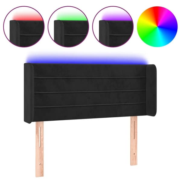 sengegavl med LED-lys 83x16x78/88 cm fløjl sort