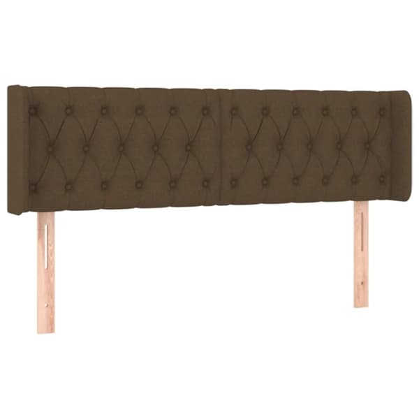 sengegavl med LED-lys 147x16x78/88 cm stof mørkebrun