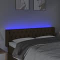 Miniatyrbillede 4 af 6: sengegavl med LED-lys 147x16x78/88 cm stof mørkebrun
