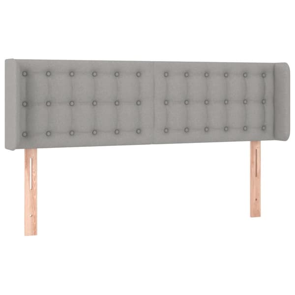 sengegavl med LED-lys 147x16x78/88 cm stof lysegrå