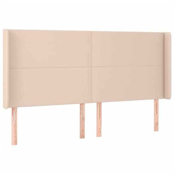 sengegavl med LED-lys 203x16x118/128 cm kunstlæder cappuccino