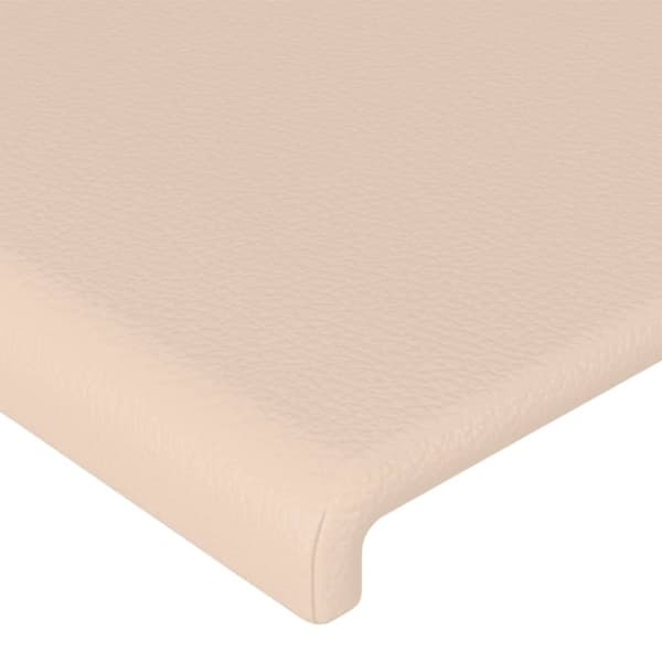 sengegavl med LED-lys 203x16x118/128 cm kunstlæder cappuccino