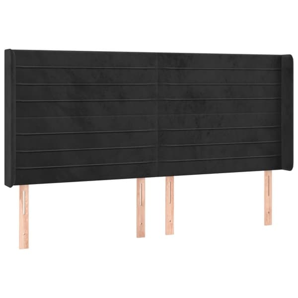 Sängyn pääty LED-valolla, musta, 163x16x118/128 cm, sametti