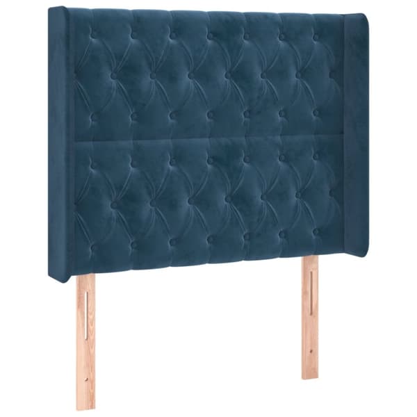Sängyn pääty LED tummansinisellä 93x16x118/128cm samettia
